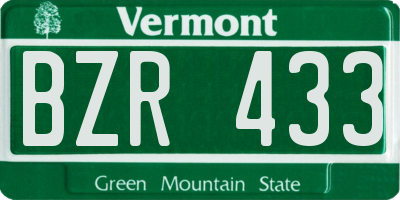 VT license plate BZR433