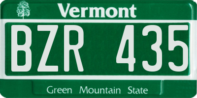 VT license plate BZR435