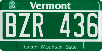 VT license plate BZR436