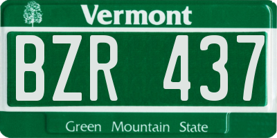 VT license plate BZR437