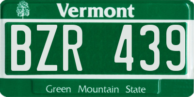 VT license plate BZR439