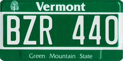 VT license plate BZR440