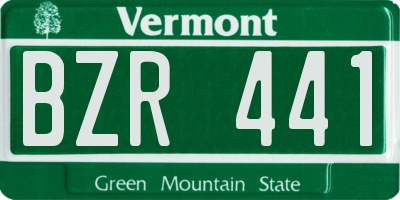 VT license plate BZR441