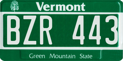 VT license plate BZR443
