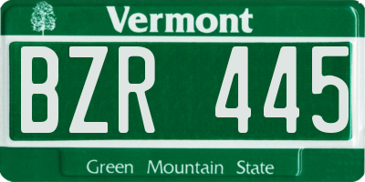 VT license plate BZR445