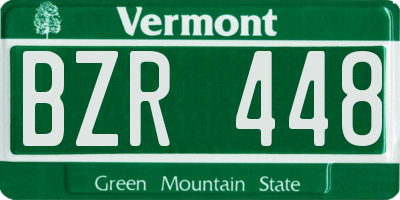 VT license plate BZR448