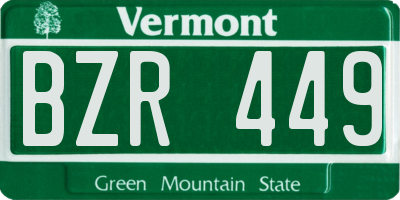 VT license plate BZR449