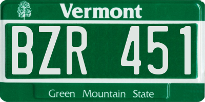 VT license plate BZR451