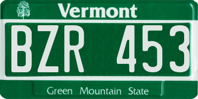 VT license plate BZR453