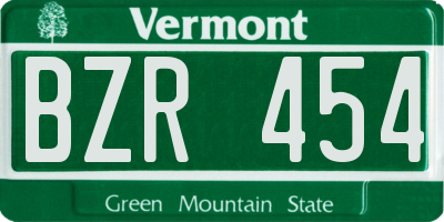 VT license plate BZR454