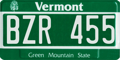 VT license plate BZR455