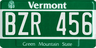 VT license plate BZR456