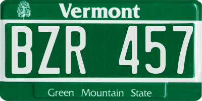 VT license plate BZR457