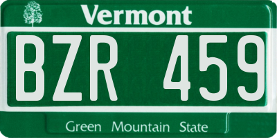VT license plate BZR459