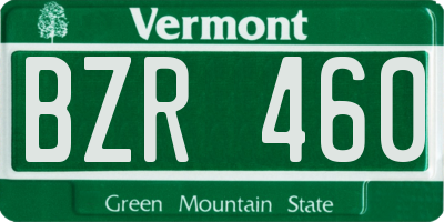 VT license plate BZR460