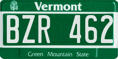 VT license plate BZR462
