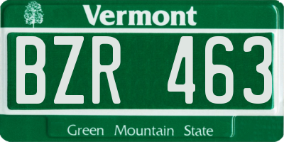 VT license plate BZR463