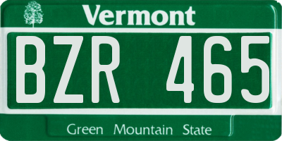 VT license plate BZR465