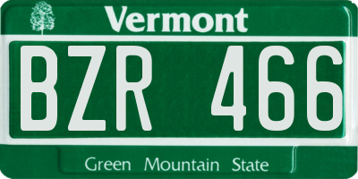VT license plate BZR466