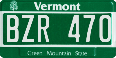 VT license plate BZR470