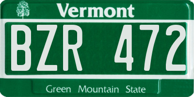 VT license plate BZR472