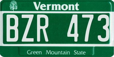 VT license plate BZR473