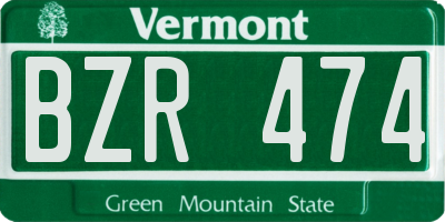VT license plate BZR474