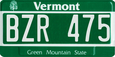 VT license plate BZR475