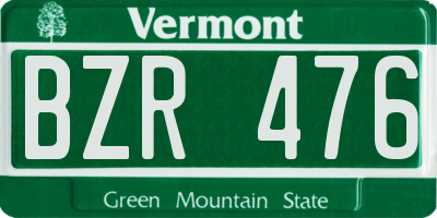 VT license plate BZR476