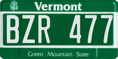 VT license plate BZR477