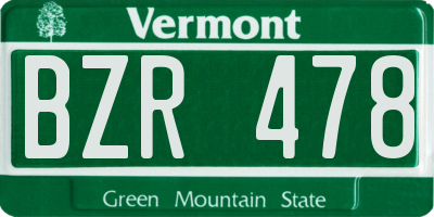 VT license plate BZR478