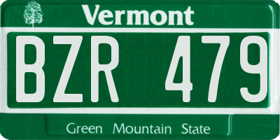 VT license plate BZR479