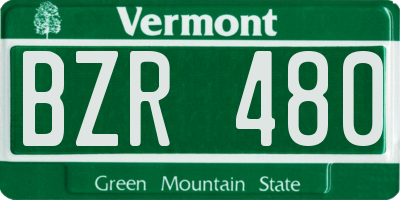 VT license plate BZR480