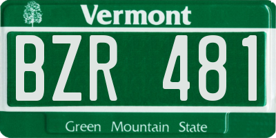 VT license plate BZR481