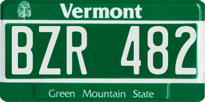 VT license plate BZR482