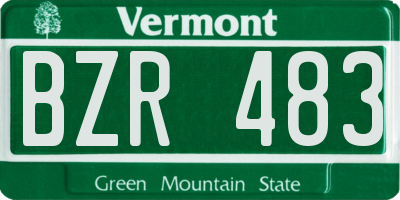 VT license plate BZR483