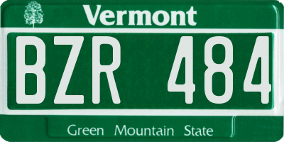 VT license plate BZR484