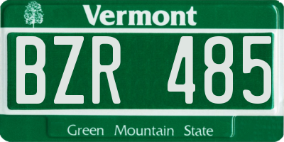 VT license plate BZR485