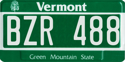 VT license plate BZR488