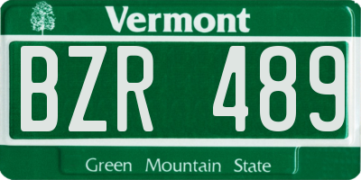 VT license plate BZR489