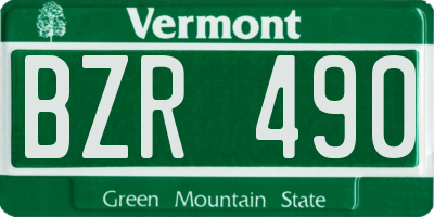 VT license plate BZR490