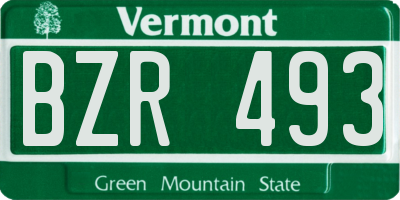 VT license plate BZR493