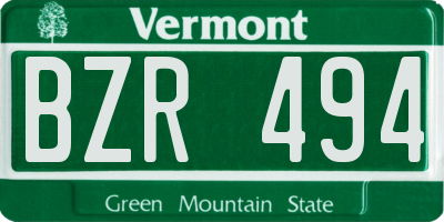 VT license plate BZR494