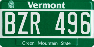 VT license plate BZR496