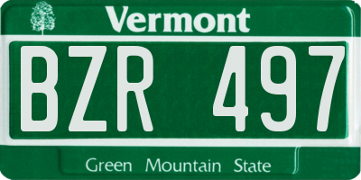VT license plate BZR497