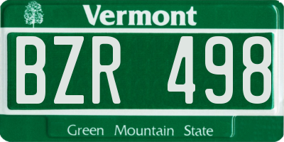 VT license plate BZR498