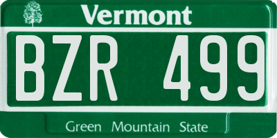VT license plate BZR499