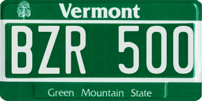 VT license plate BZR500