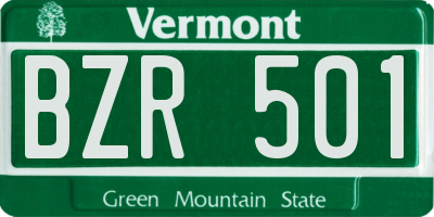 VT license plate BZR501