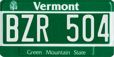 VT license plate BZR504